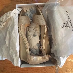 Gold Low Wedge Sandals